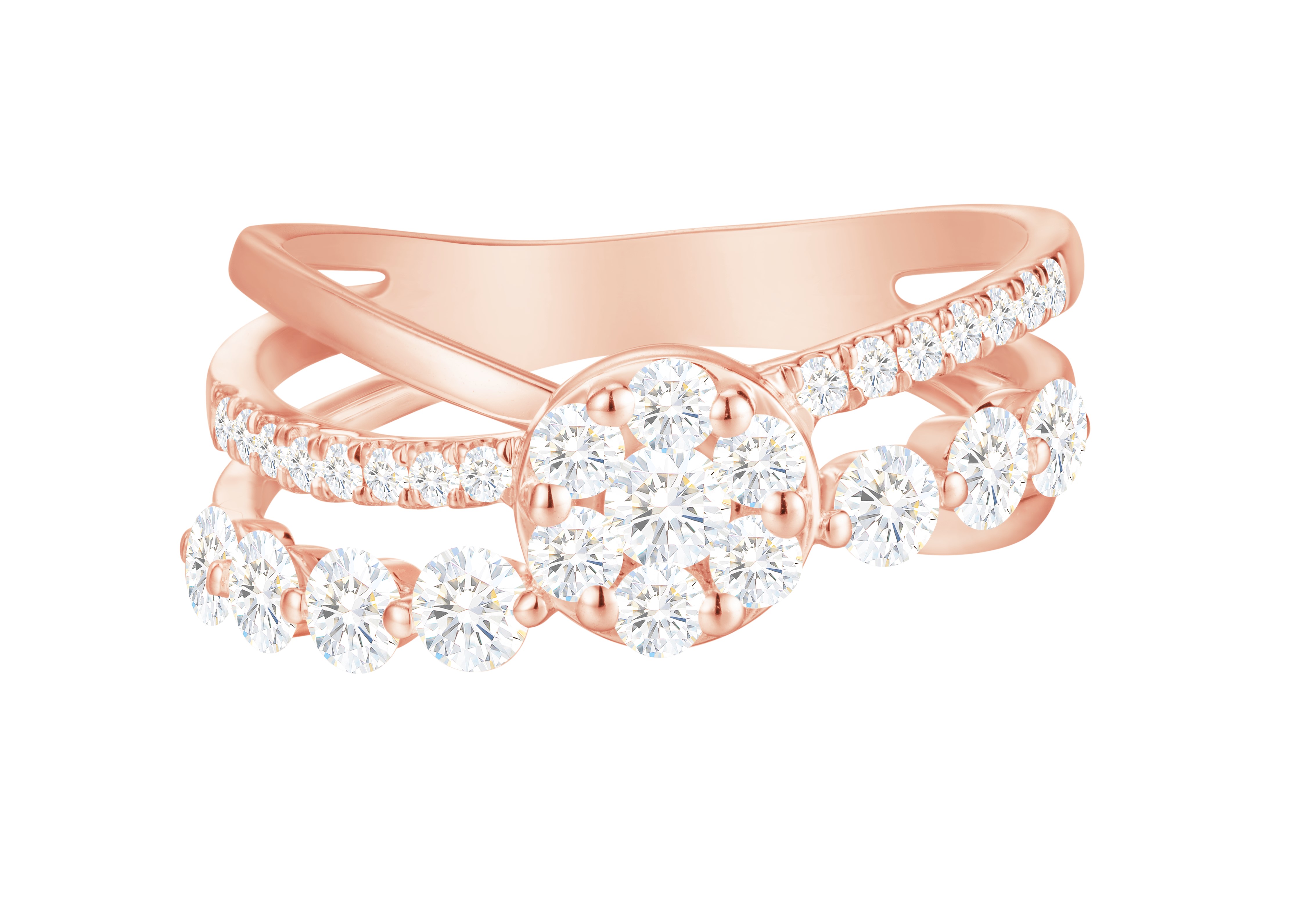 Lee Hwa Jewellery 18K Rose Gold Constell Ring with Diamonds