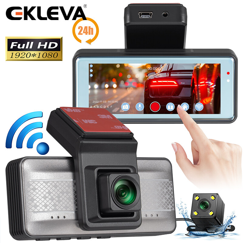 EKLEVA Touch Dash Cam Wifi Car Video Recorder Video Recorder FHD 1080P Dual Lens CAR DVR Dash Camera Recorder Black Box