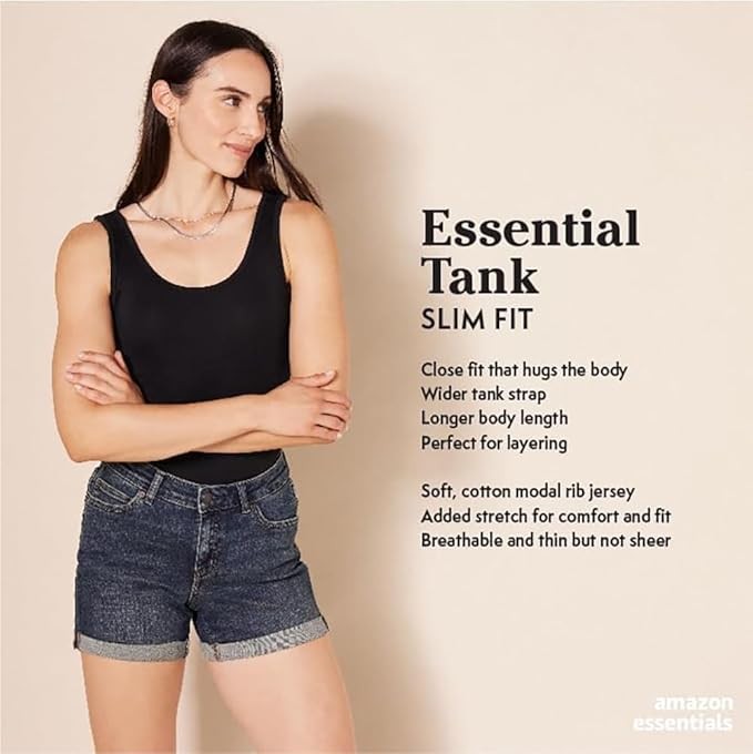 Amazon Essentials Women's Slim-Fit Tank Top, Pack of 2
